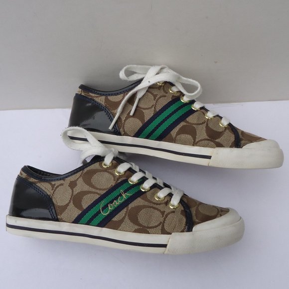 SIZE 6. COACH Folly logo canvas & leather sneakers shoes. - Picture 8 of 16